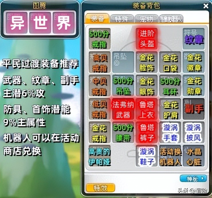 国服环境变好，冒险岛骨灰级玩家回归，过渡装备怎么选？